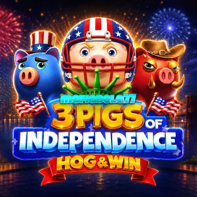 Tampilan visual slot 3 Pigs of Independence Hog & Win dengan tema patriotik